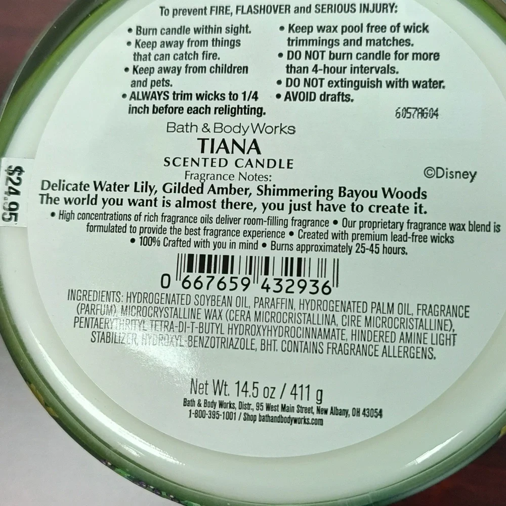 Bath & Body Works TIANA DISNEY PRINCESS COLLECTION 3-Wick Candle